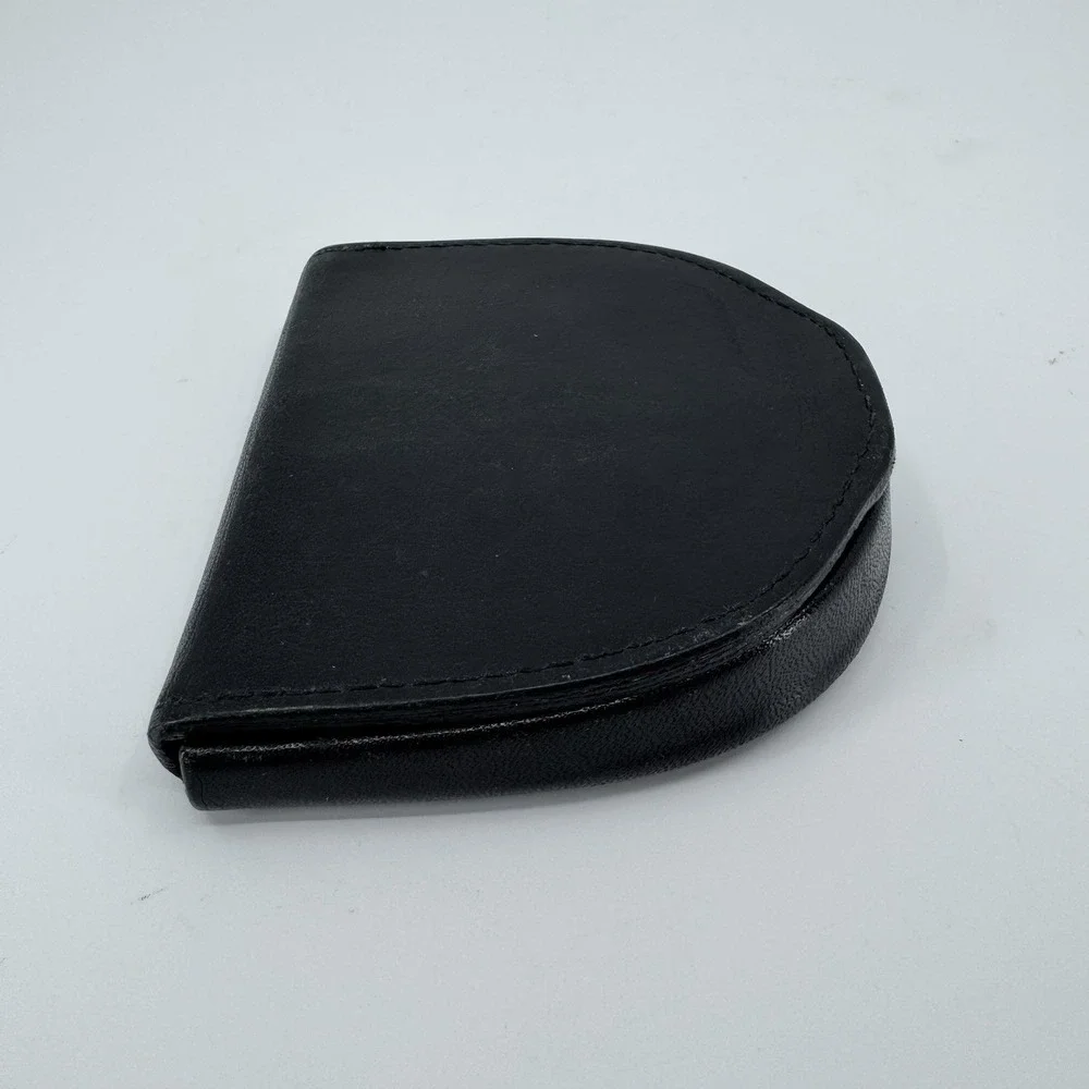 RARE Vintage GIANNI VERSACE, BLACK Leather Coin Purse Men's Wallet Made In Italy